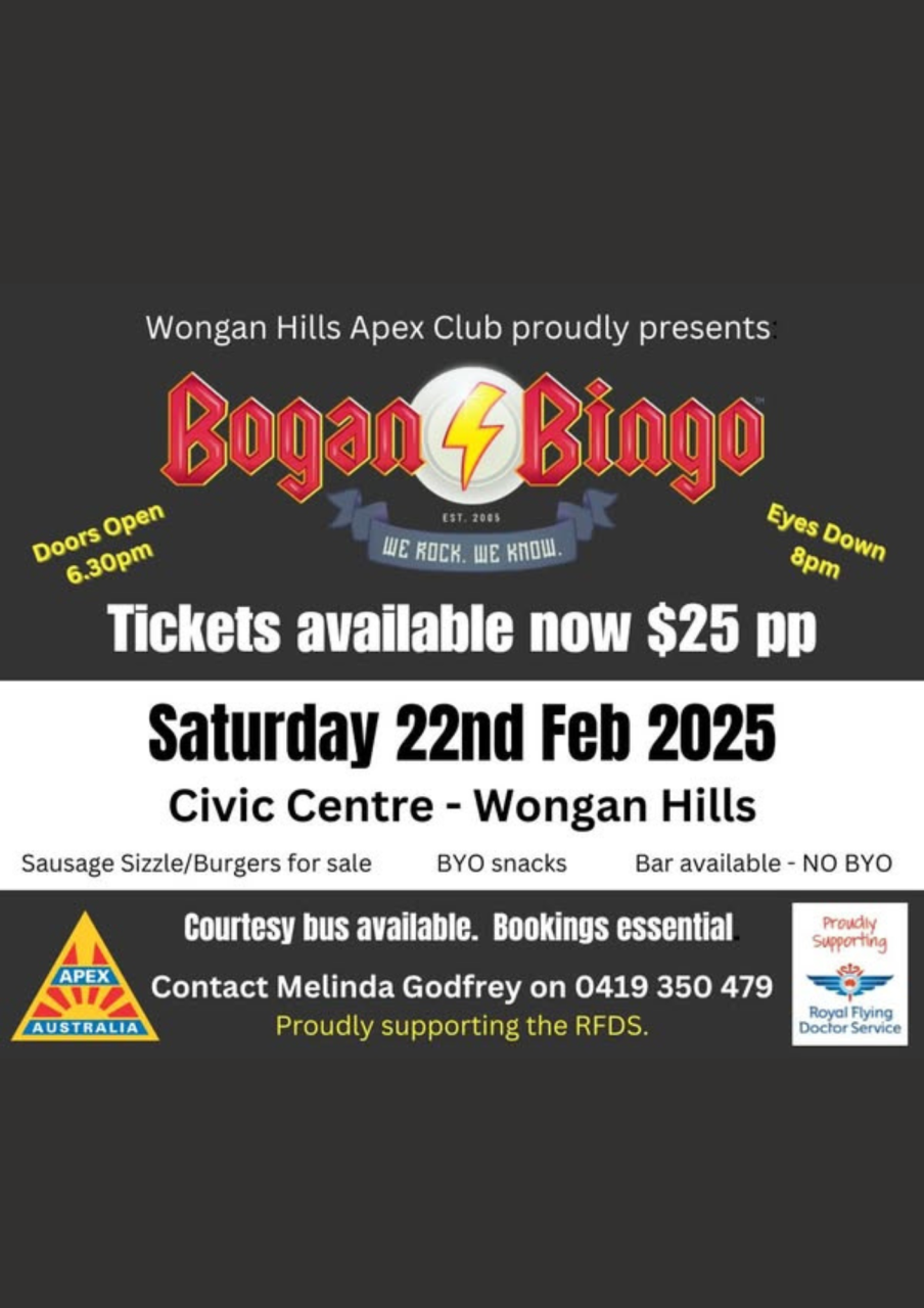 Wongan Hills Apex Club's annual Bogan Bingo Night!